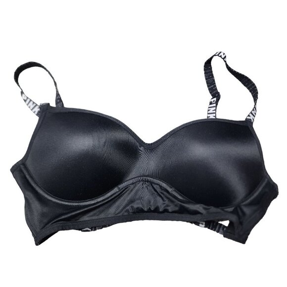 NEW PINK Victoria's Secret Bralette Black Logo Strappy Back Women's Medium - Picture 4 of 12